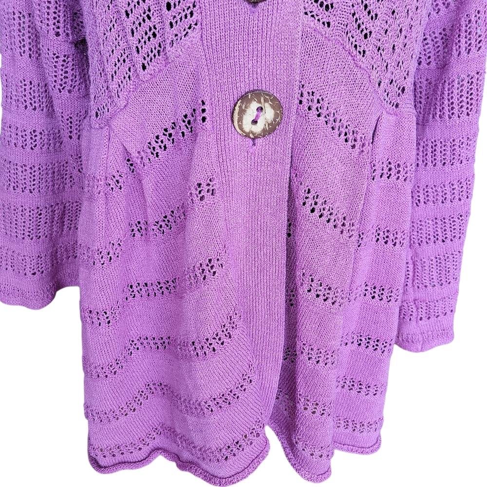 J'envie Pink Loose Fit Two Button Knit Linen Blend Cardigan Women's Size XL - Picture 5 of 8